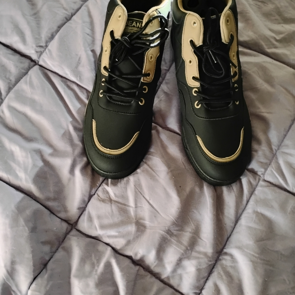 Men's Black and Tan Sneakers